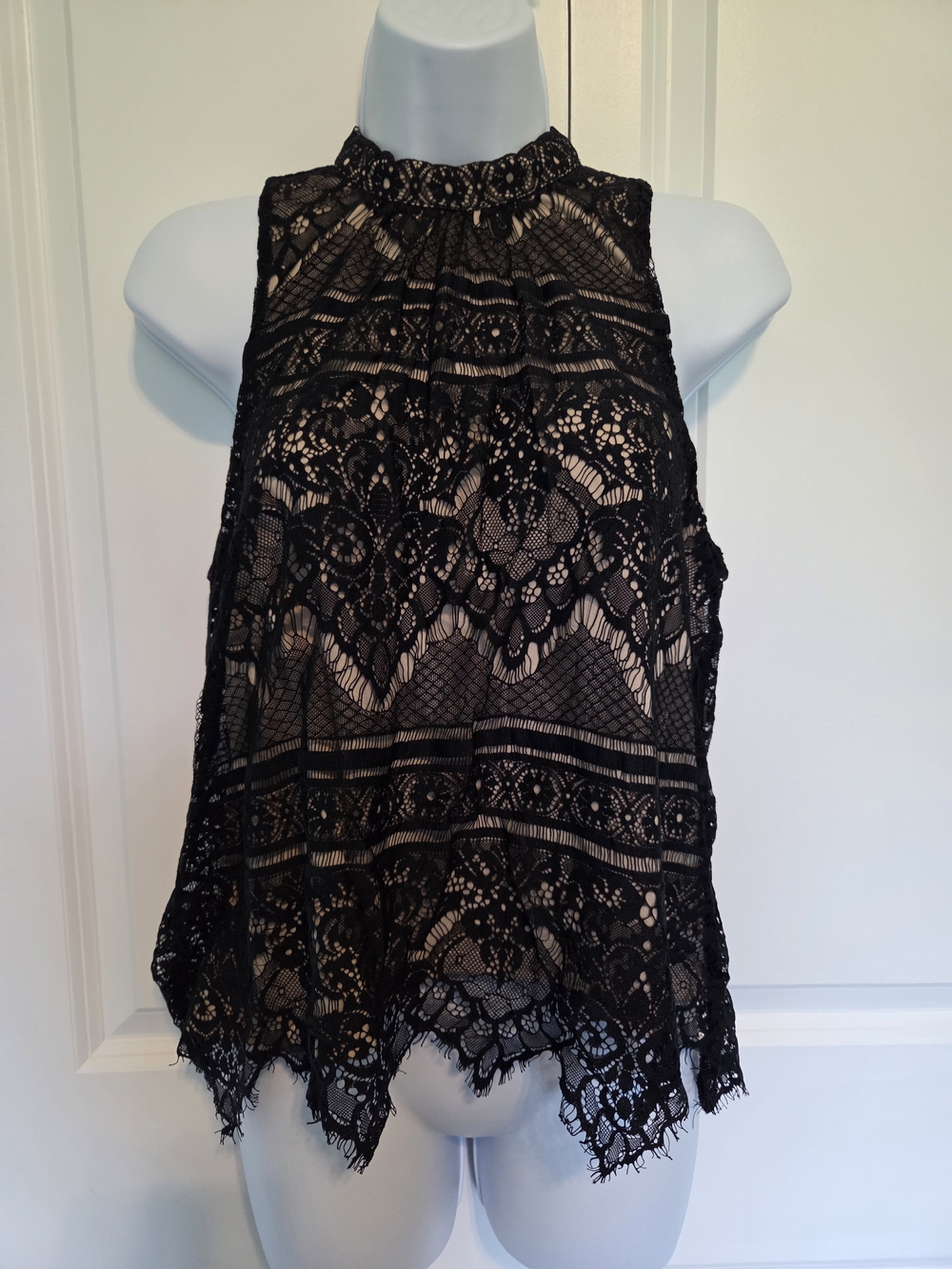 LC Lauren Conrad Black Lace High-Neck Camisole